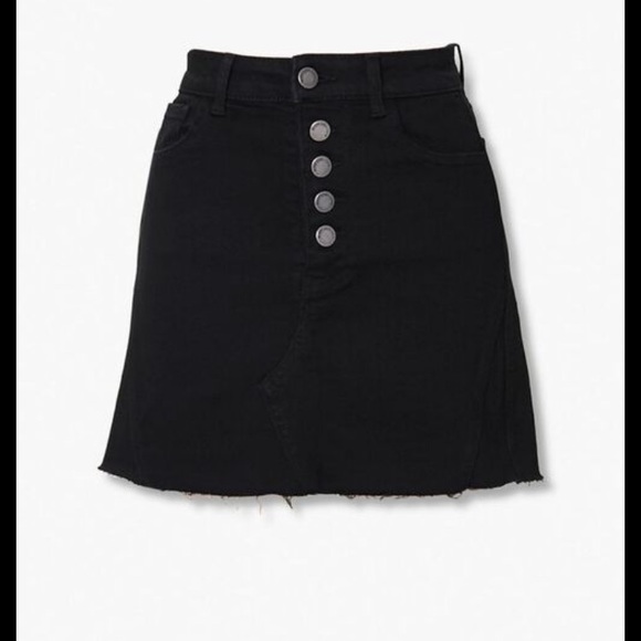 Black Label Dresses & Skirts - NWOT Denim black ripped skirt